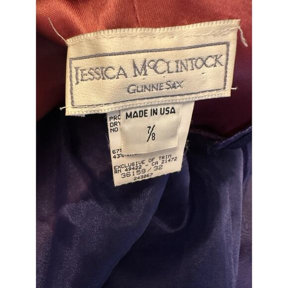 VTG Gunne Sax Formal Gown Size 7/8 Jessica McClintock Purple Tulle Midi 80-90s - Picture 7 of 12